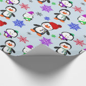 Pinguine und Schneeflocken Niedlich Weihnachten Geschenkpapier (Ecke)
