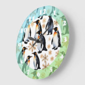 Pinguine und Schneeflocken Weihnachten und Neues J Große Wanduhr (Winkel)
