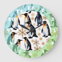 Pinguine und Schneeflocken Weihnachten und Neues J Große Wanduhr