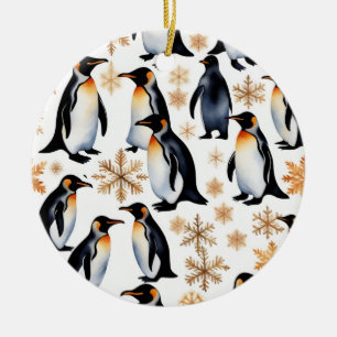 Pinguine und Schneeflocken Weihnachten und Neues J Keramik Ornament