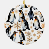 Pinguine und Schneeflocken Weihnachten und Neues J Keramik Ornament (Hinten)