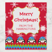 Pinguine und Schneekanäle, Weihnachtsweinetiketten Weinetikett (Einzelnes Label)