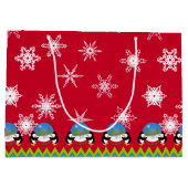 Pinguine und Snowglobs, Weihnachtsgeschenktasche Große Geschenktüte (Rückseite)