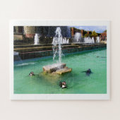 Pinguine und Springbrunnen Puzzle (Horizontal)