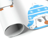 Pinguine und Sterne Spaß blau Geschenkpapier (Rolleneckpunkt)