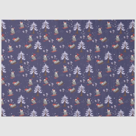 Pinguine und Tissue of Christmas Trees Seidenpapier (Vorderseite)