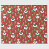 Pinguine und Weihnachtsbäume Geschenkpapier (Flach)