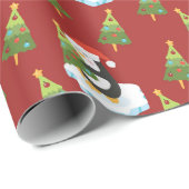 Pinguine und Weihnachtsbäume Geschenkpapier (Rolleneckpunkt)