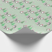 Pinguine und Weihnachtsbäume Geschenkpapier (Ecke)