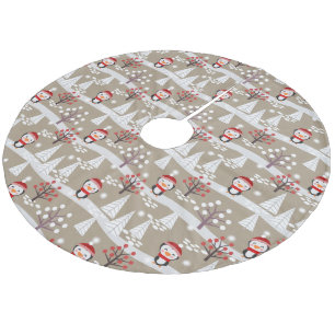 Pinguine und Weihnachtsbaumen Fleece Tree Skirt Weihnachtsbaumdecke