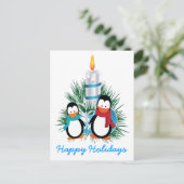 Pinguine und Weihnachtsgebräuche Feiertagspostkarte (Stehend Vorderseite)