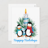 Pinguine und Weihnachtsgebräuche Feiertagspostkarte (Vorne/Hinten)