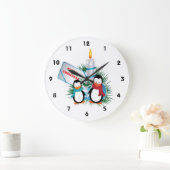 Pinguine und Weihnachtsgebräuche Große Wanduhr (Zuhause)