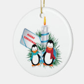 Pinguine und Weihnachtsgebräuche Keramikornament (Links)