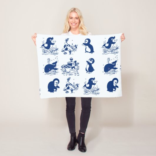 Pinguine, Wale und Delfine Fleecedecke (Beispiel)