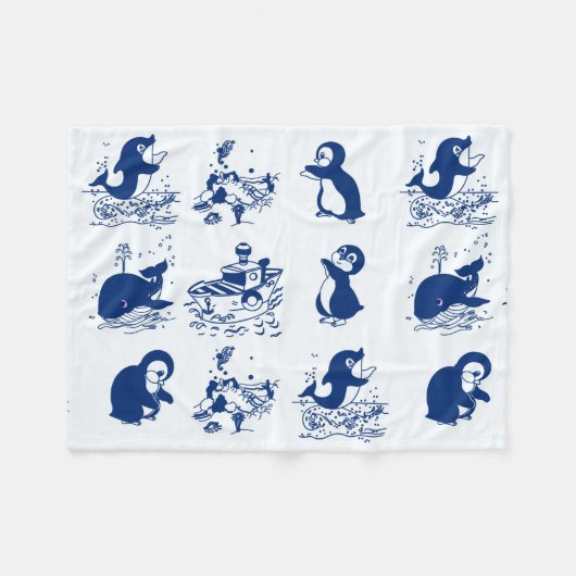 Pinguine, Wale und Dolphin Fleecedecke (Vorderseite (Horizontal))