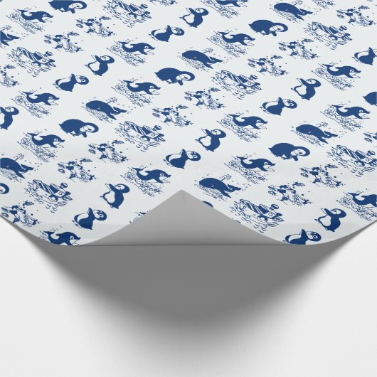 Pinguine, Wale und Dolphin Geschenkpapier (Ecke)