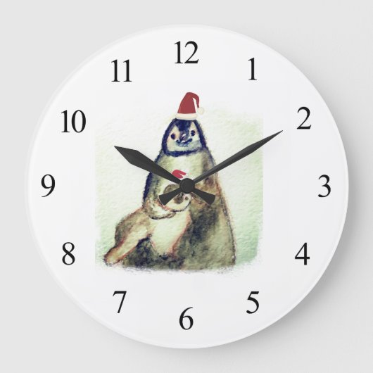 Pinguine Wall Clock Große Wanduhr (Vorderseite)