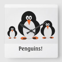 Pinguine Wall Clock mit Option für benutzerdefinie