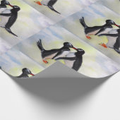 Pinguine Watercor Art Matte Wrapping Paper Geschenkpapier (Ecke)
