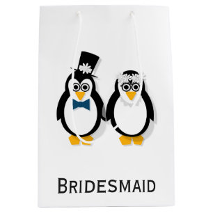 Pinguine Wedding Gift Bag (individuell einstellbar Mittlere Geschenktüte