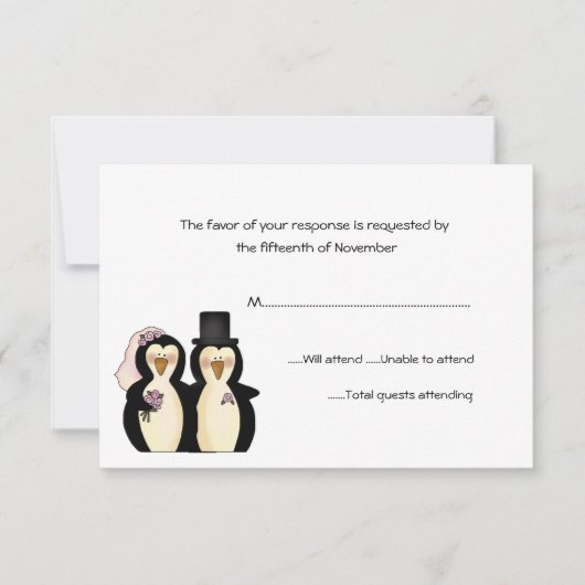 Pinguine Wedding Response Card RSVP Karte (Vorderseite)