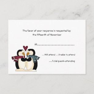Pinguine Wedding Response Card RSVP Karte