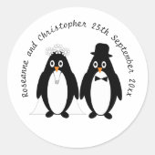 Pinguine Wedding Runder Aufkleber (Vorderseite)
