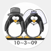 Pinguine Wedding Runder Aufkleber (Vorderseite)