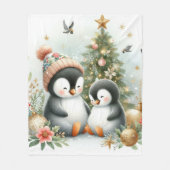 Pinguine Weihnachten Fleecedecke (Vorderseite)