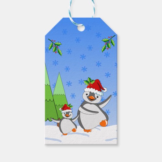 Pinguine Weihnachten Geschenkanhänger (Vorderseite)