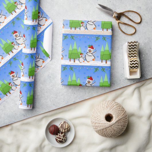 Pinguine Weihnachten  Geschenkpapier (Kunsthandwerk)