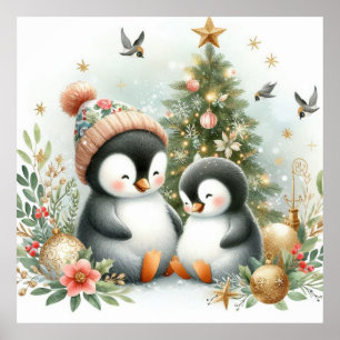 Pinguine Weihnachten Poster