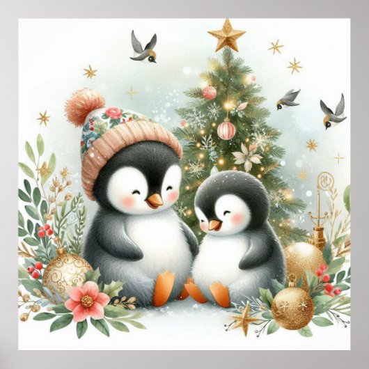 Pinguine Weihnachten Poster (Vorne)
