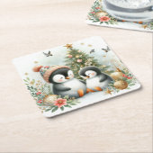 Pinguine Weihnachten Rechteckiger Pappuntersetzer (angewinkelt)