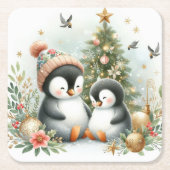 Pinguine Weihnachten Rechteckiger Pappuntersetzer (Vorderseite)