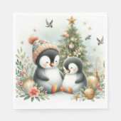 Pinguine Weihnachten Serviette (Vorderseite)