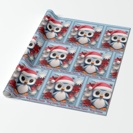 Pinguine Weihnachtsgeschenk mit Individuelle Name Geschenkpapier (Ungerollt)