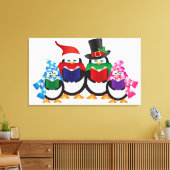 Pinguine Weihnachtslieder mit Hats und Scarfs Leinwanddruck (Insitu (Wohnzimmer))