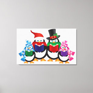 Pinguine Weihnachtslieder mit Hats und Scarfs Leinwanddruck