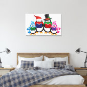 Pinguine Weihnachtslieder mit Hats und Scarfs Leinwanddruck (Insitu (Schlafzimmer))