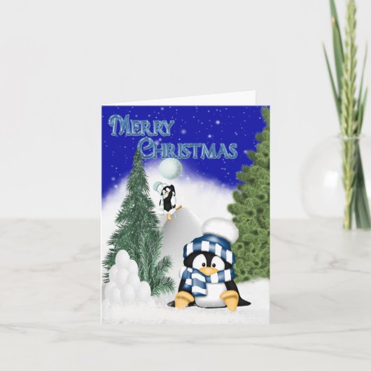 Pinguine Weihnachtslustige Weihnachtskarte Feiertagskarte (Vorderseite)