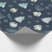 Pinguine Weihnachtsmuster Geschenkpapier (Ecke)