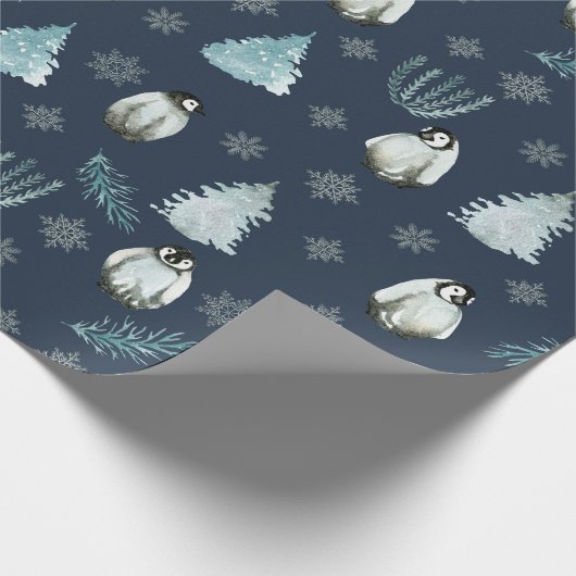 Pinguine Weihnachtsmuster Geschenkpapier (Ecke)