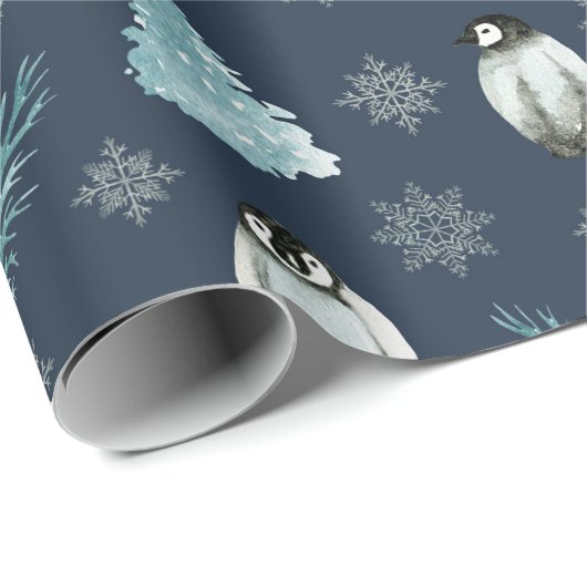 Pinguine Weihnachtsmuster Geschenkpapier (Rolleneckpunkt)