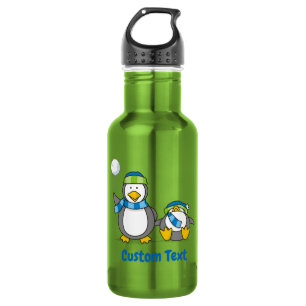 Pinguine werfen Schneebälle Edelstahl-Wasserflasch Edelstahlflasche