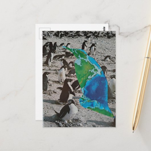 Pinguine Wildtier Collage Postkarte (Vorderseite/Rückseite Beispiel)