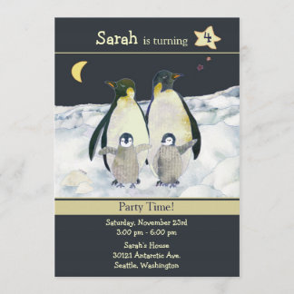 Pinguine Winter Birthday Party Einladung