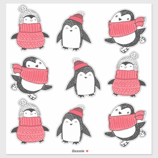 Pinguine Winter Niedlich Snow Birds Aufkleber (Blatt)