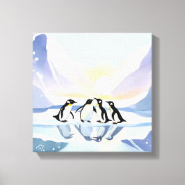 Pinguine Winter Watercolor | Schnee und Eis Niedli Leinwanddruck